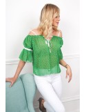 Green blouse with bare shoulders MP28855 - Online store - Boutique